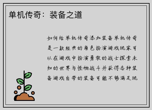 单机传奇:装备之道
